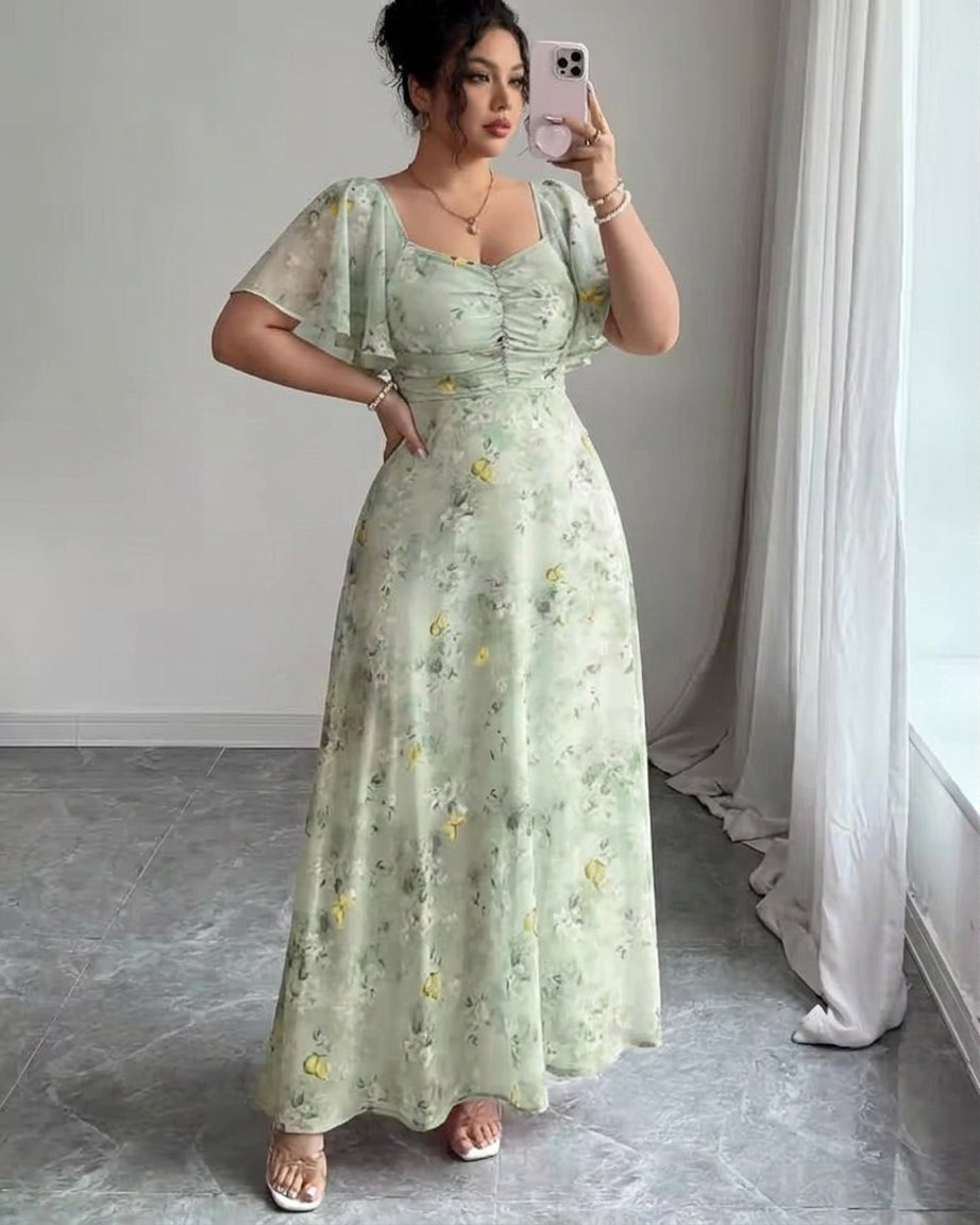 Slim Dress with Ruffle Sleeves