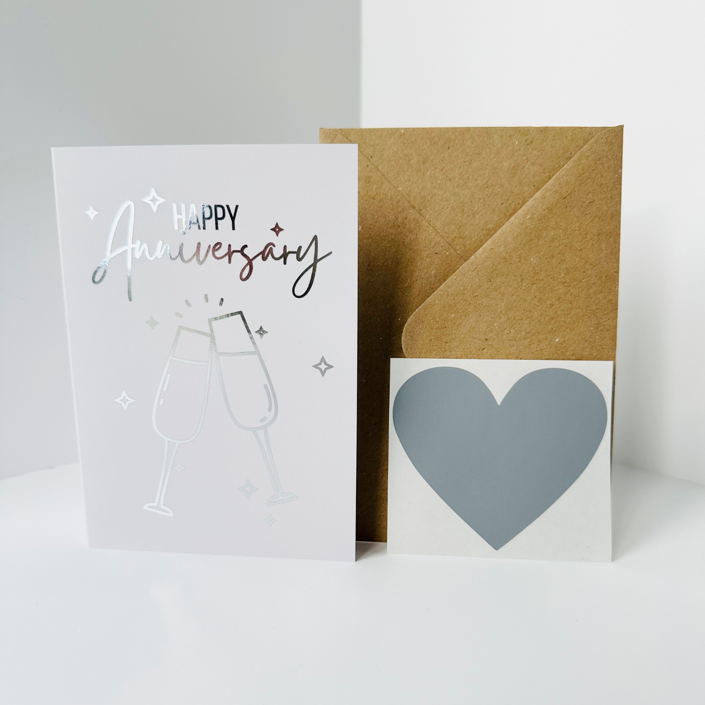 Anniversary Silver Foiled DIY Scratch Reveal Card - Champagne