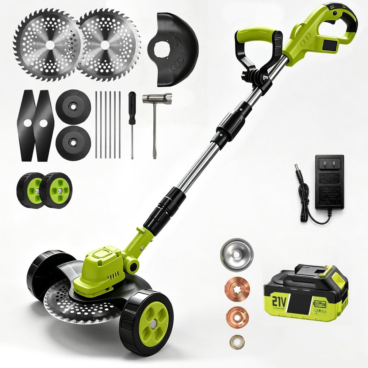 3-in-1 Cordless Lawn Mower & Edger with 2 Batteries