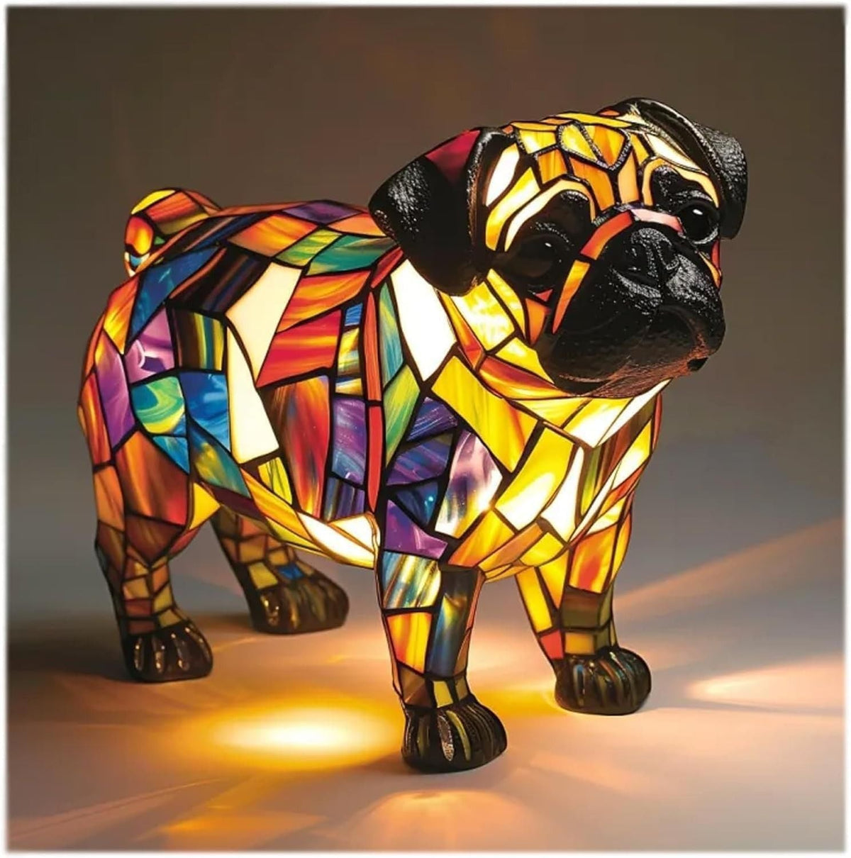 Stained Glass Dog Lamp