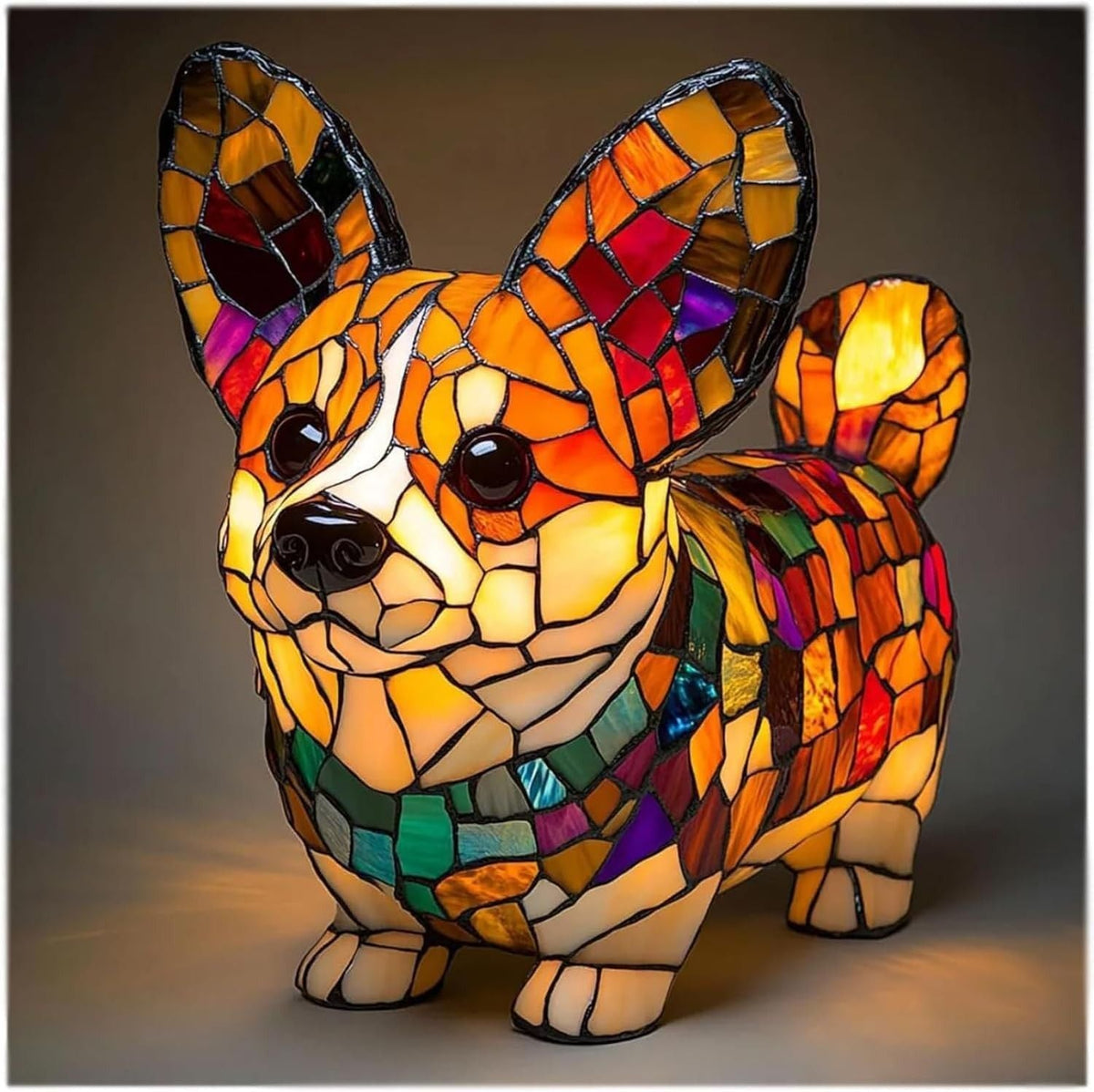 Stained Glass Dog Lamp