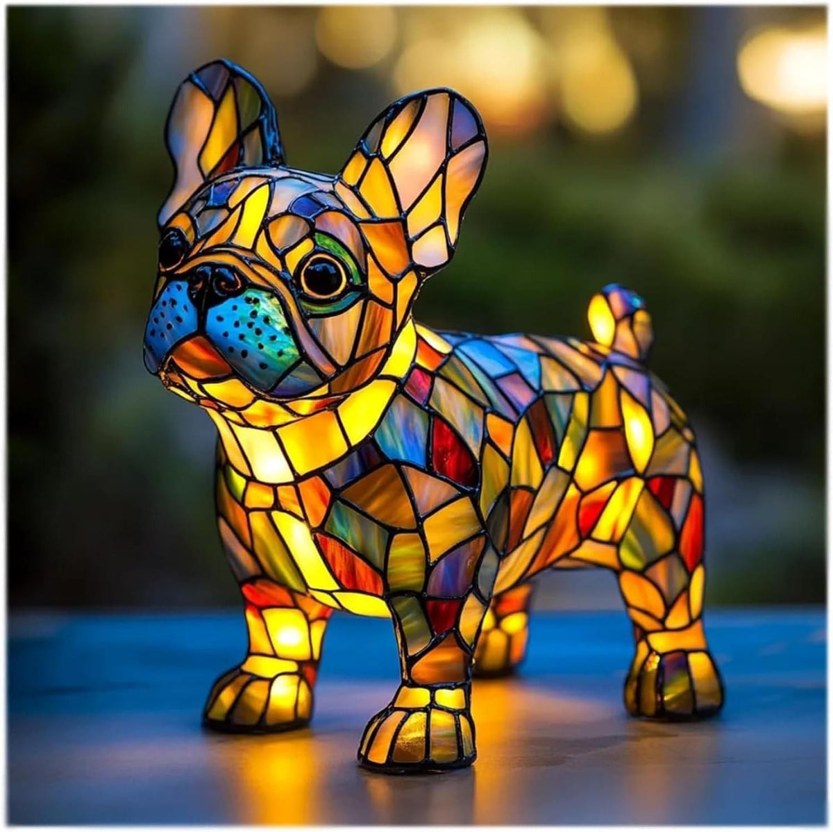 Stained Glass Dog Lamp