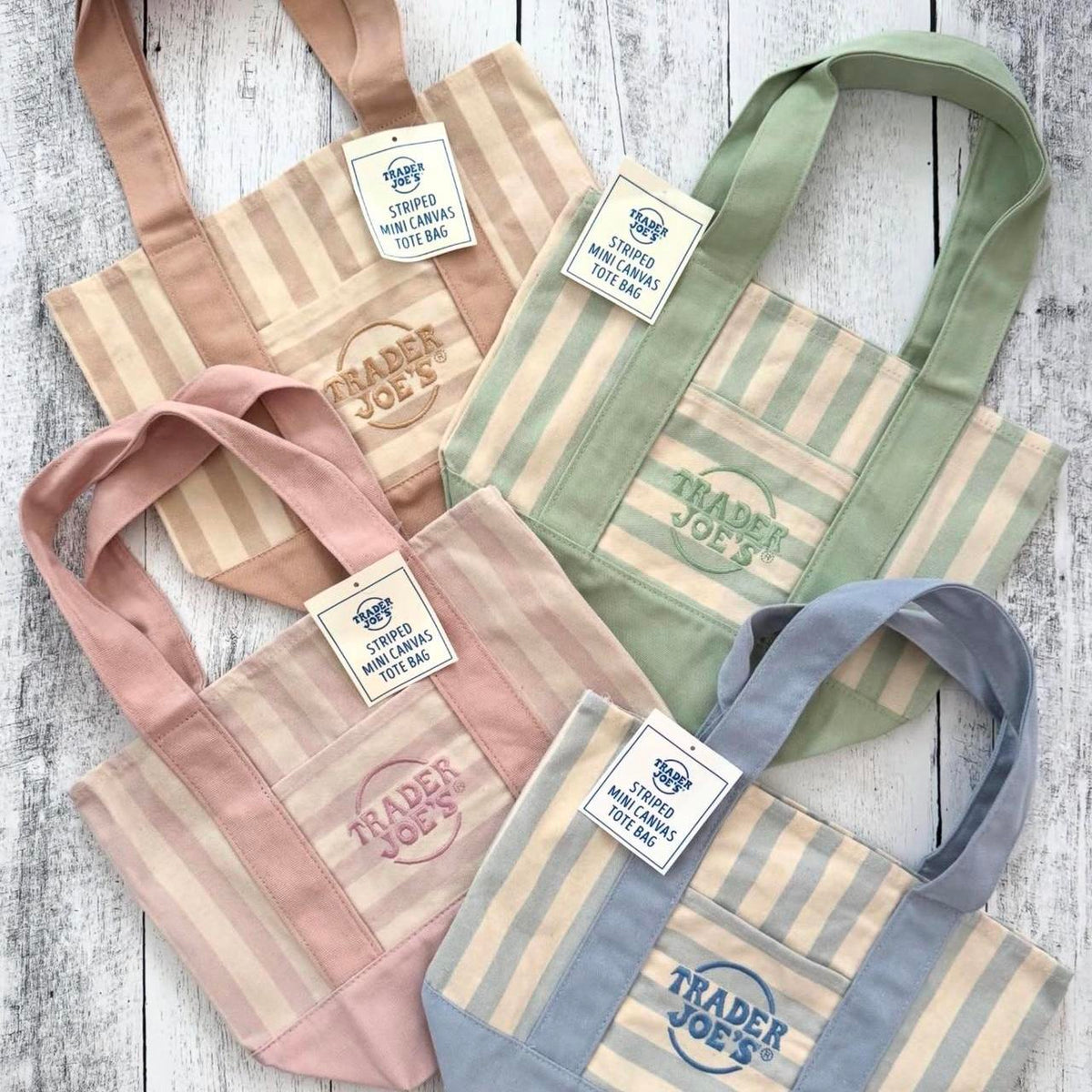 Striped Canvas Mini Tote Set of 4