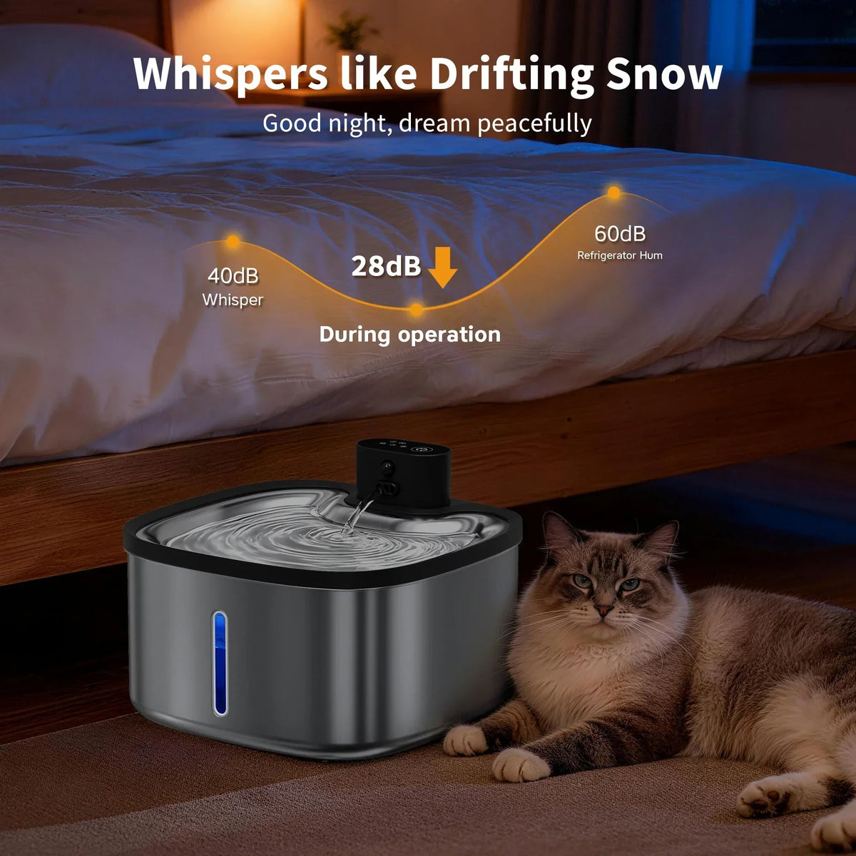 Wireless Cat Water Fountain 3.5L with Motion Sensor, Filter and 4000mAh Battery