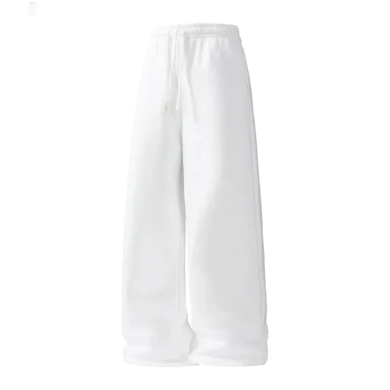 Men's Wide-Leg Sweatpants – Soft Cotton Loose Fit Drawstring Casual Pants