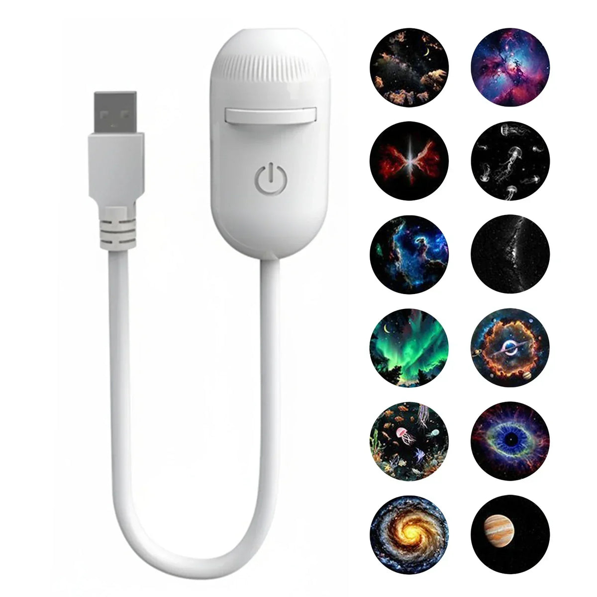 USB Mini Galaxy Star Projector Night Light with Interchangeable Slide Films – Starry Sky Light for Home and Car