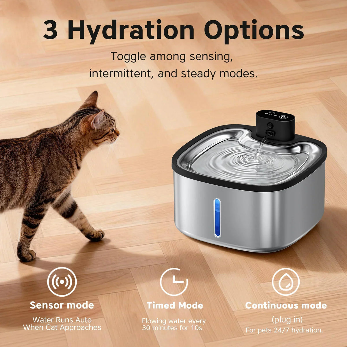 Wireless Cat Water Fountain 3.5L with Motion Sensor, Filter and 4000mAh Battery