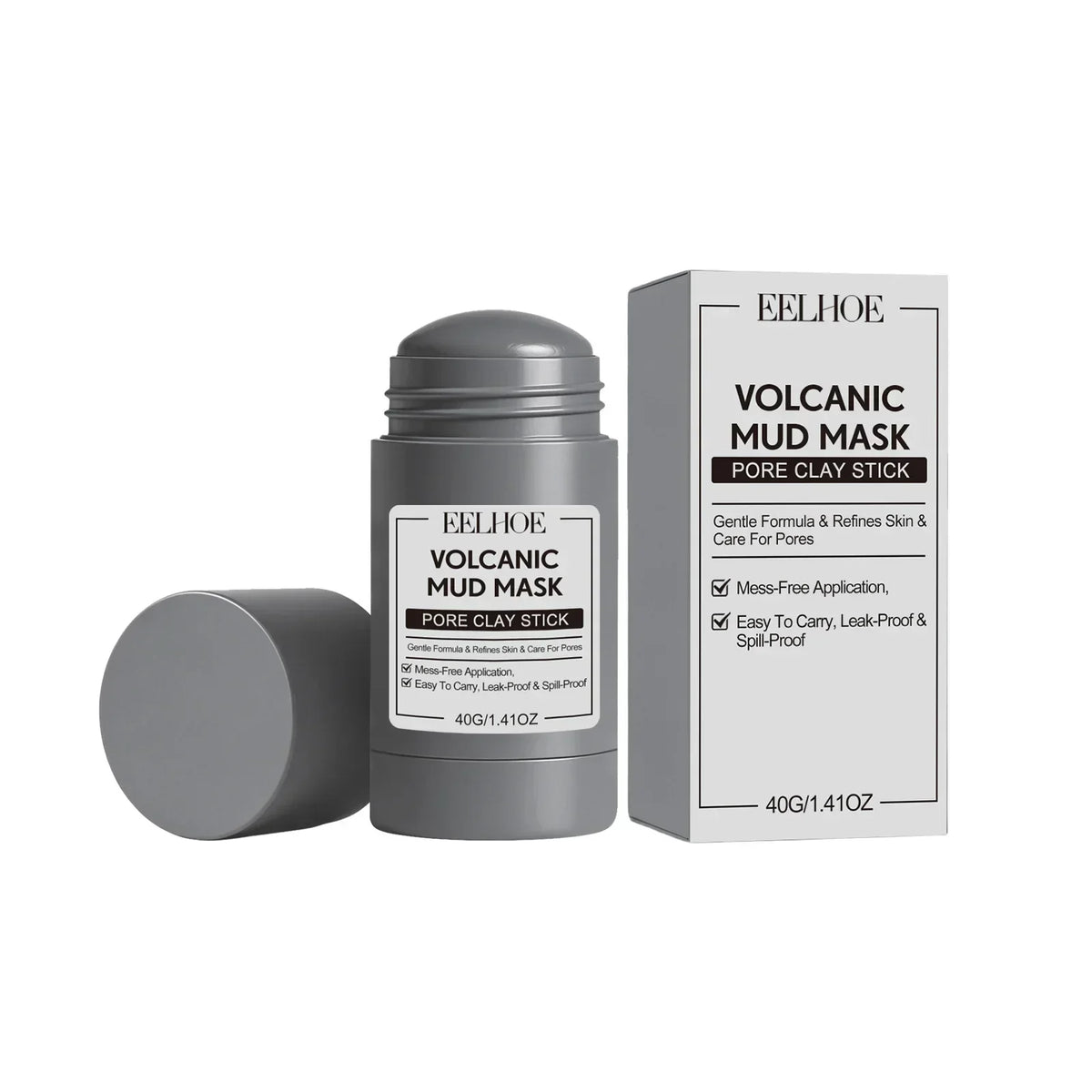 Clay Mask Stick for Deep Pore Cleansing – Kaolin Face Mask with Roller Ball Applicator