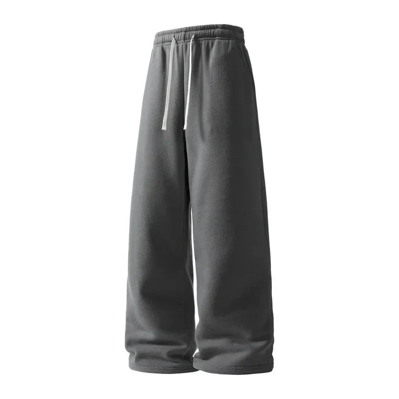 Men's Wide-Leg Sweatpants – Soft Cotton Loose Fit Drawstring Casual Pants
