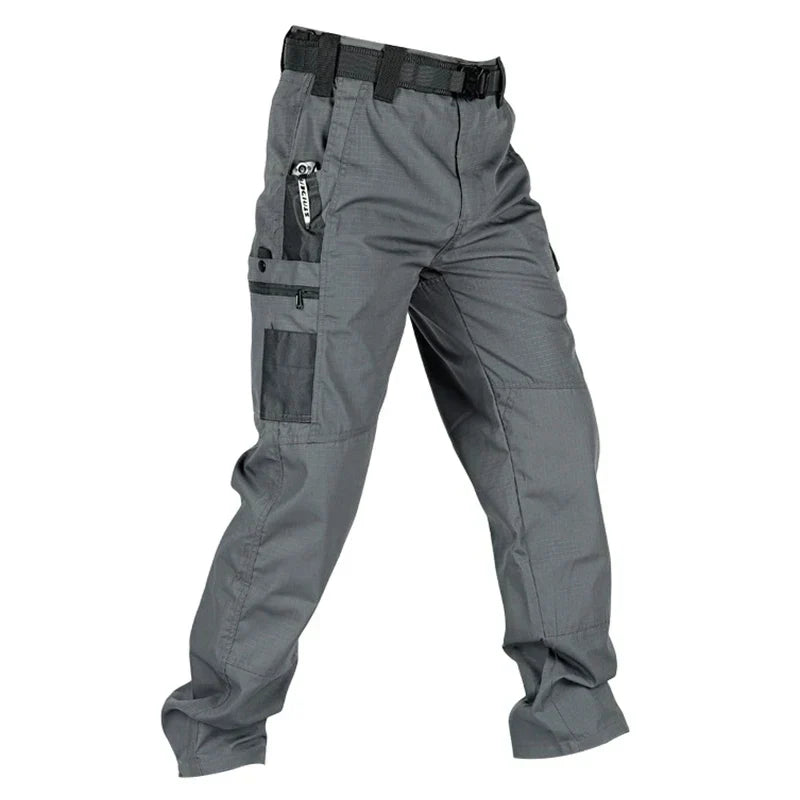 Men's Tactical Cargo Pants with Multiple Pockets – Straight-Leg Outdoor Hiking Trousers