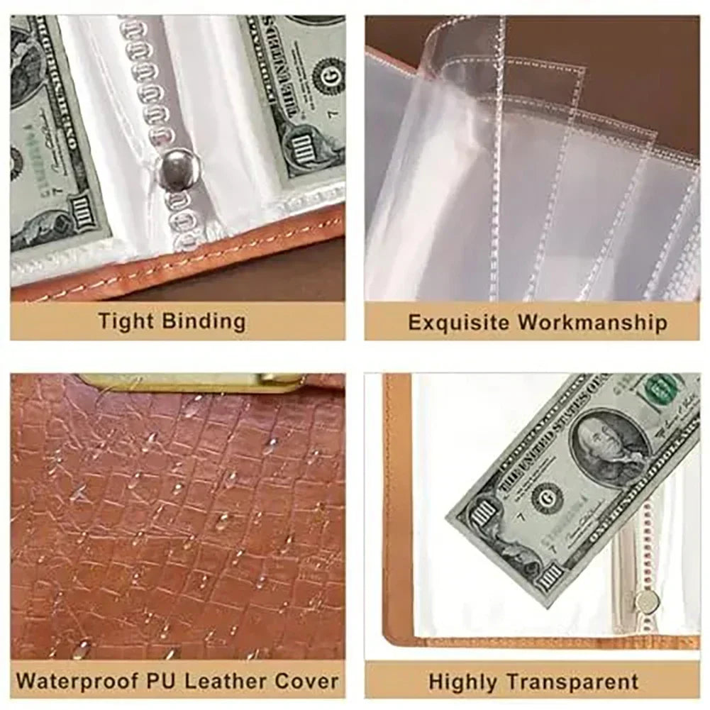 100 Envelope Savings Challenge Binder with Cash Envelopes and Combination Lock – PU Leather