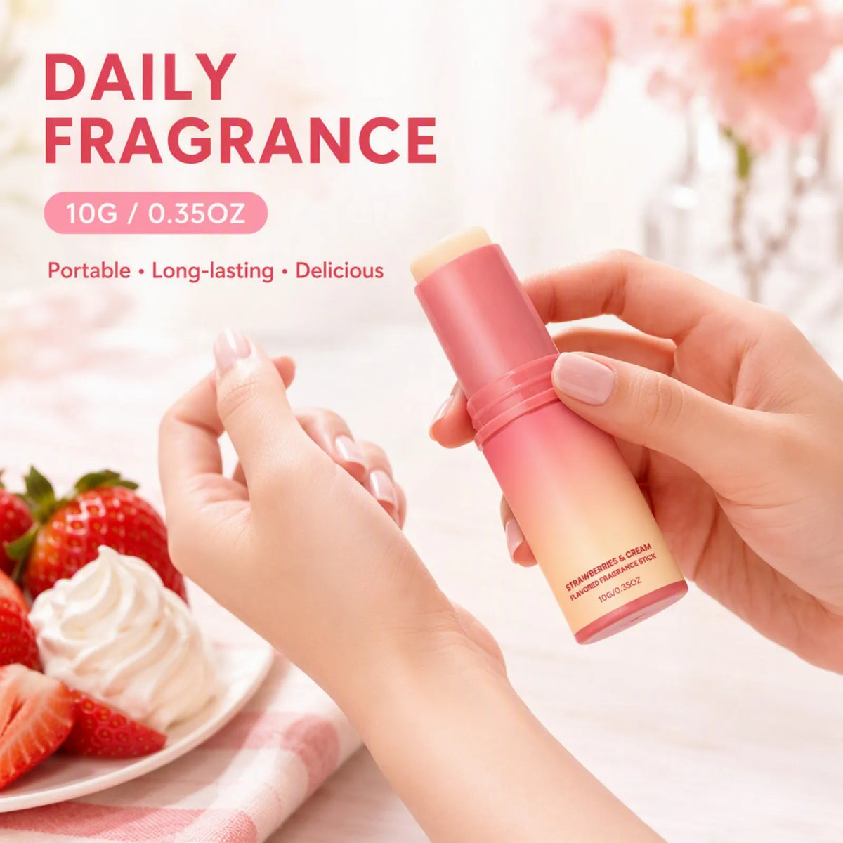 Strawberry Cream Solid Perfume Stick 10g – Portable Fragrance Balm
