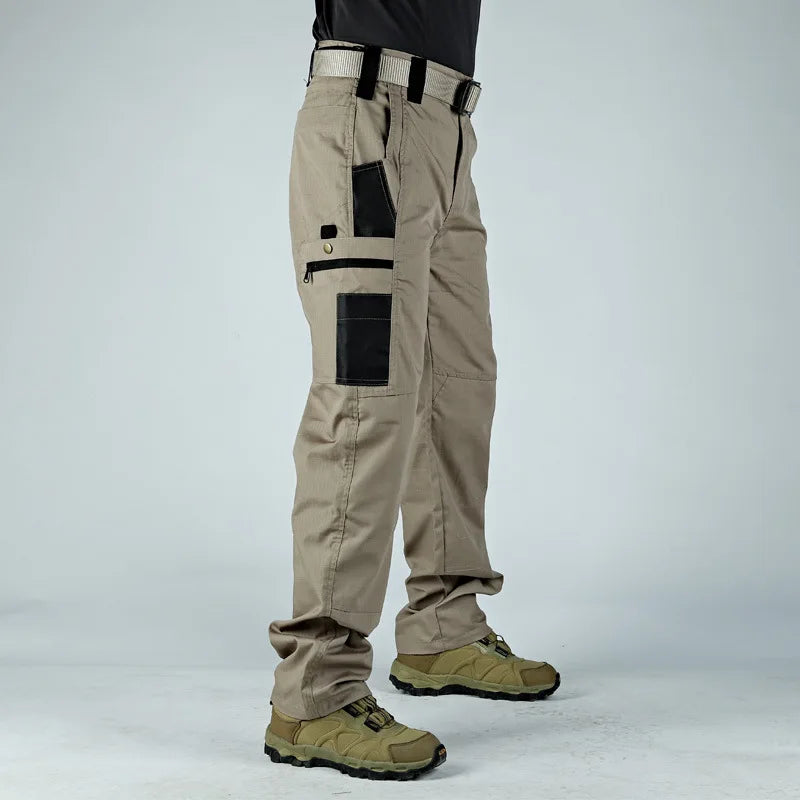 Men's Tactical Cargo Pants with Multiple Pockets – Straight-Leg Outdoor Hiking Trousers