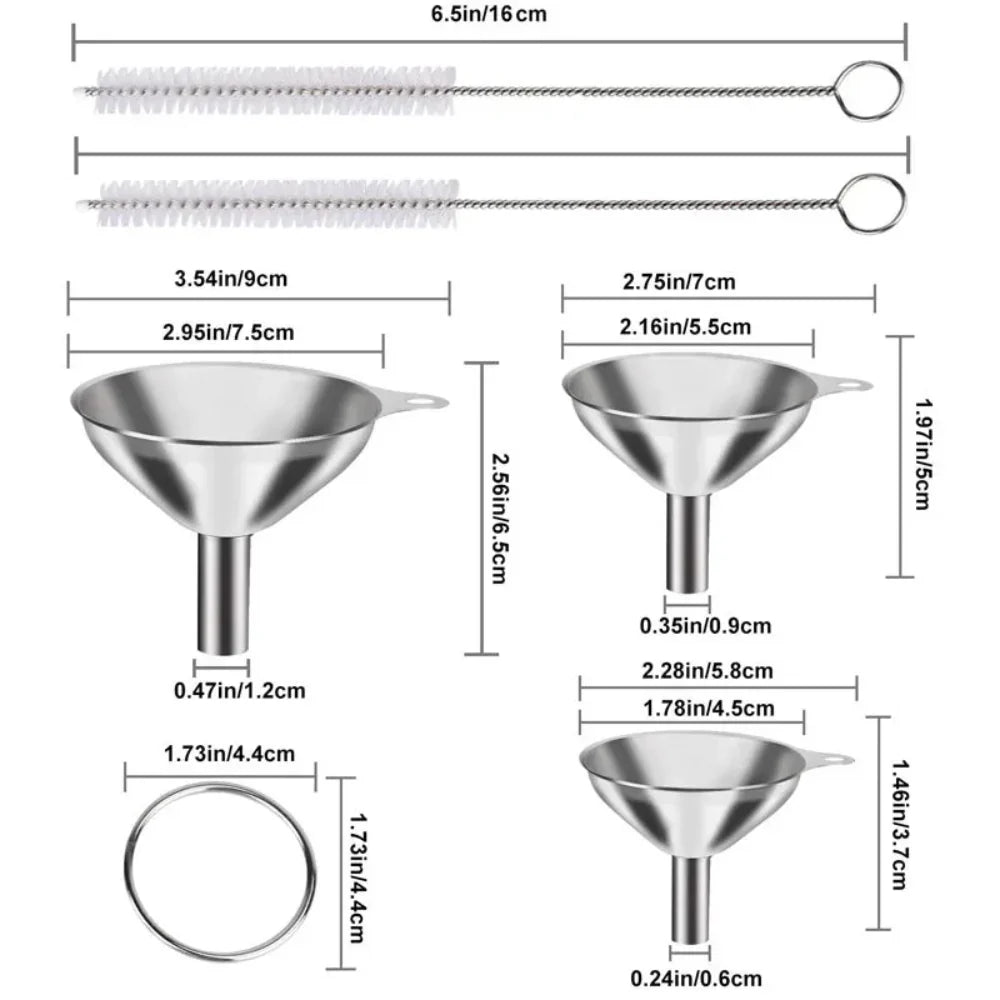Stainless Steel Kitchen Funnels Set