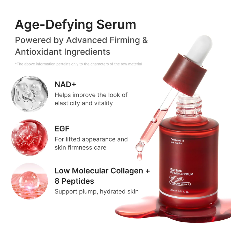 NAD+ EGF Korean Skincare Firming Serum with Collagen & Peptides for Fine Lines and Elasticity