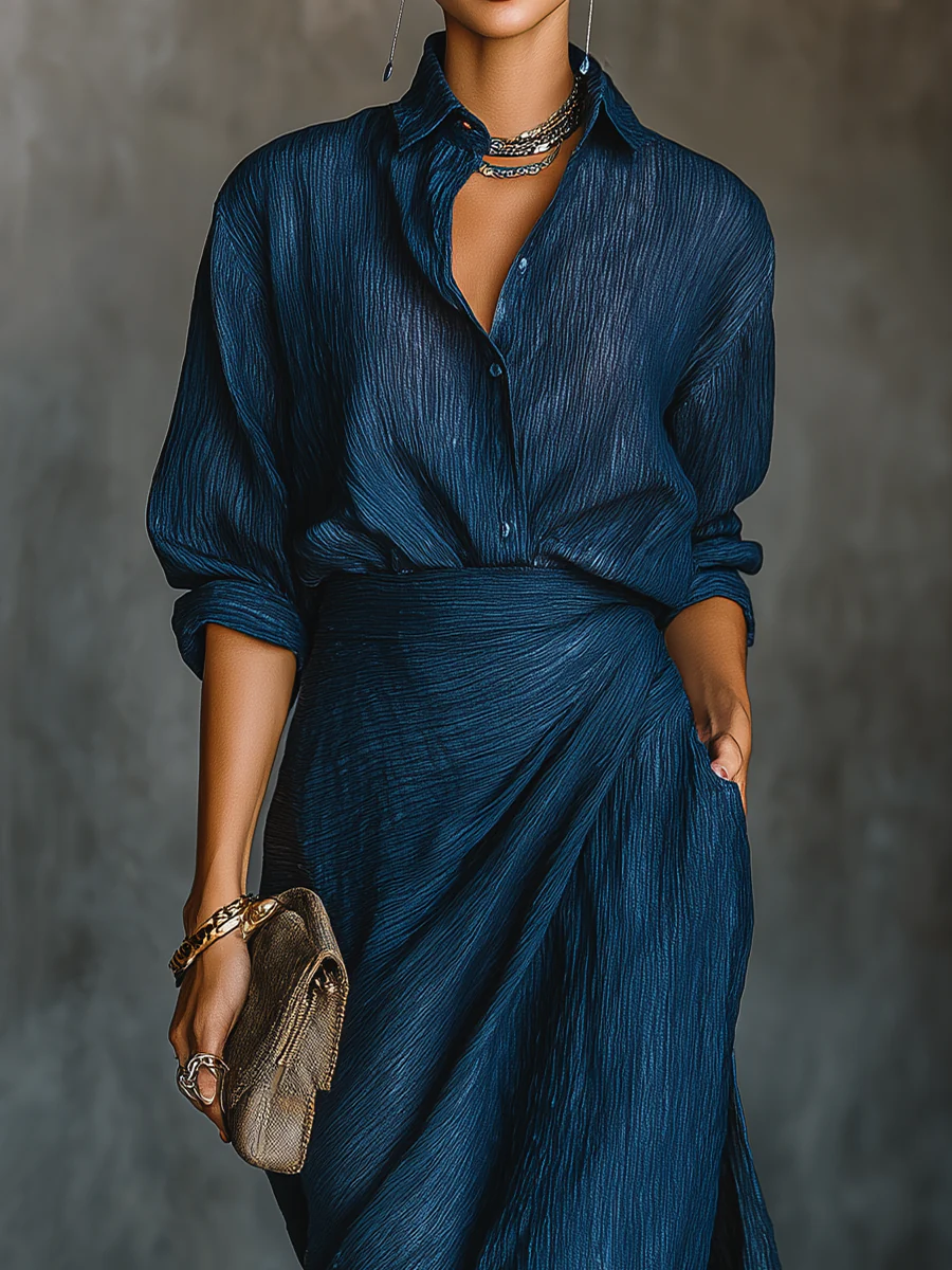 Women's Wrap Top & Maxi Skirt Two-Piece Set