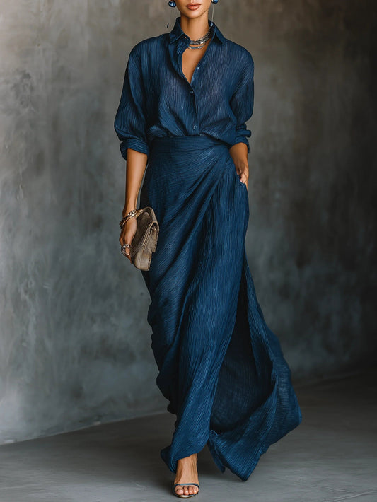 Women's Wrap Top & Maxi Skirt Two-Piece Set