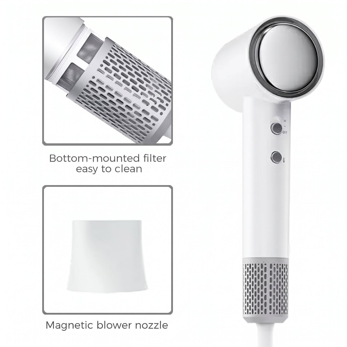 M02 Ionic Hair Dryer, Fast Drying, 8 Modes for Frizz-Free Shine