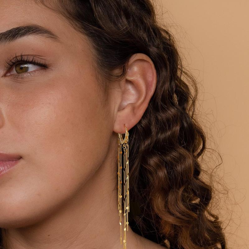 14K Gold-Plated Long Tassel Earrings