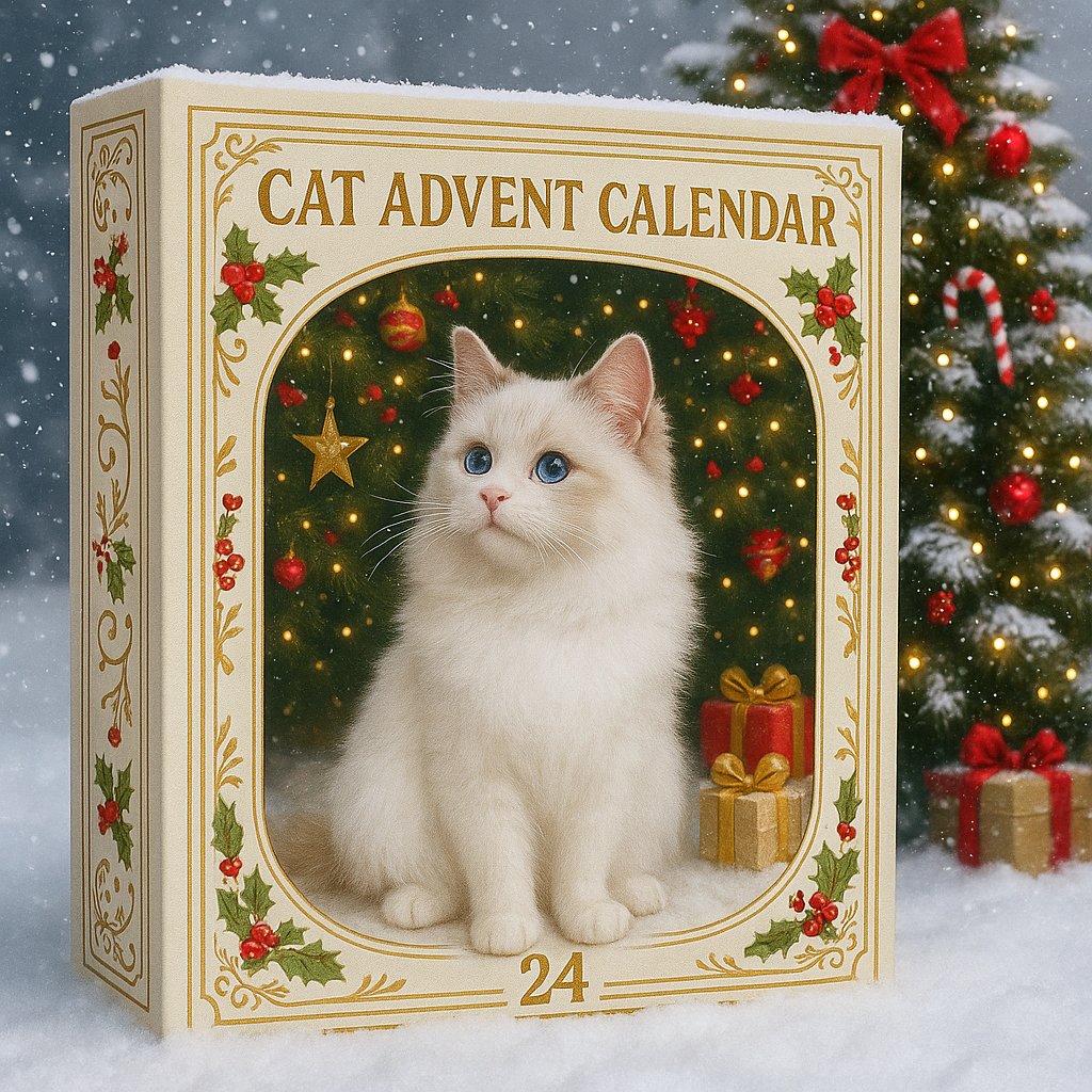 Cat Advent Calendar with 24 Charm Ornaments