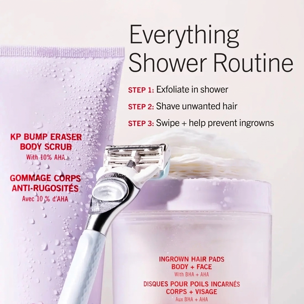 Bump-Smoothing Duo Ingrown Hair Pads & KP Scrub with Glycolic Acid