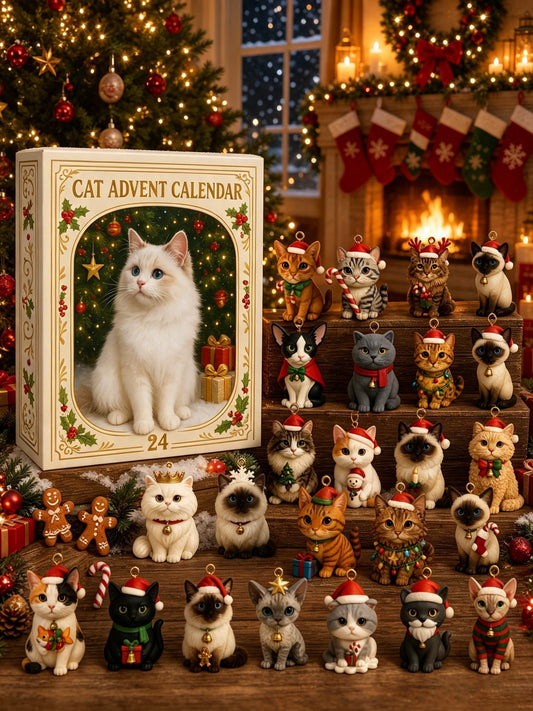 Cat Advent Calendar with 24 Charm Ornaments