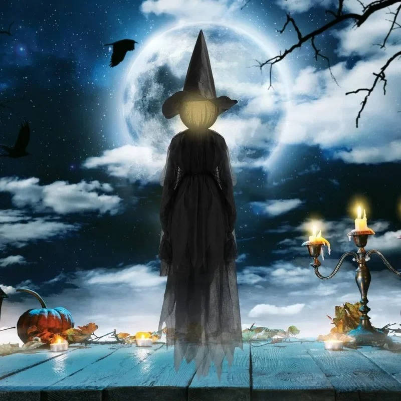3PCS Indoor And Outdoor Halloween Decorations - Sound Activated Hand Holding Witch