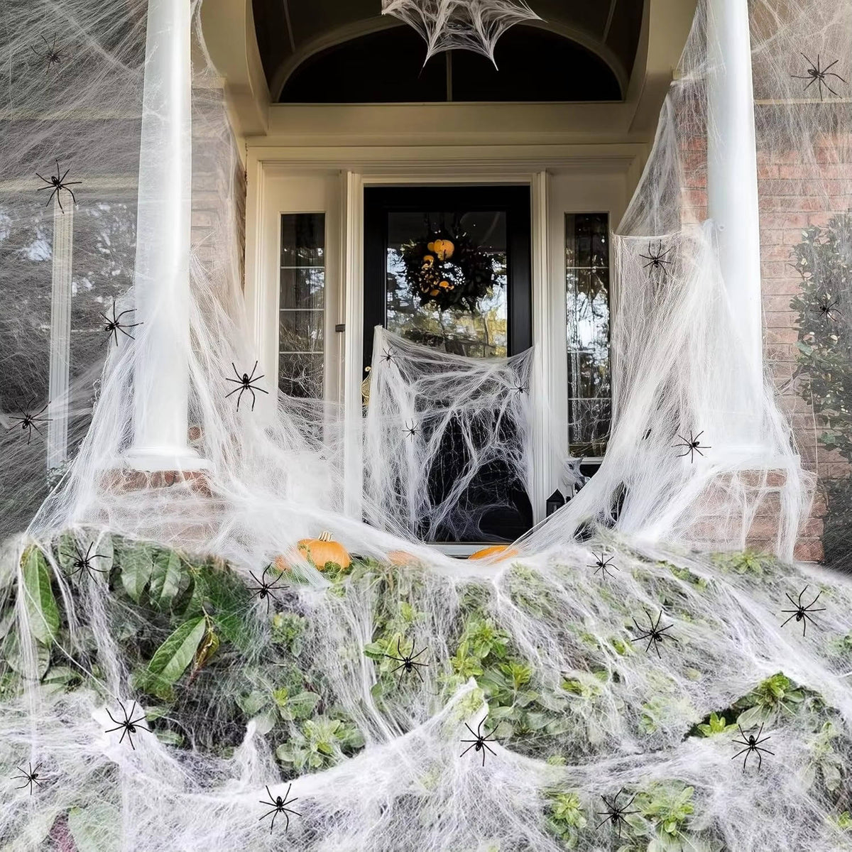 200 Sqft Spider Webs Halloween Door Decorations With Fake Spiders