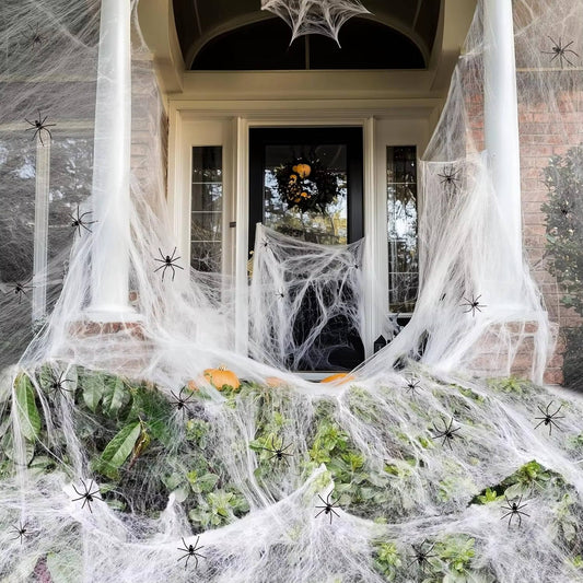 200 Sqft Spider Webs Halloween Door Decorations With Fake Spiders