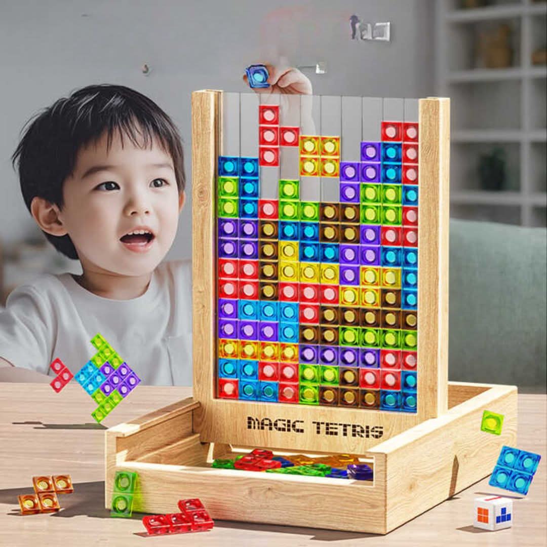 Ecoblock Tetris Board – Wooden Puzzle Game for Kids and Adults – Sustainable Brain Training Fun