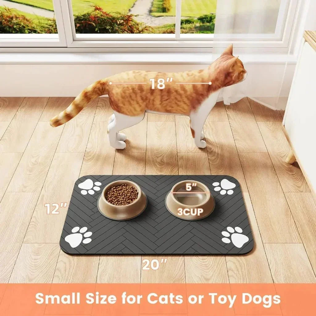 FEEDDRY – Absorbent Pet Bowl Mat for Clean Floors