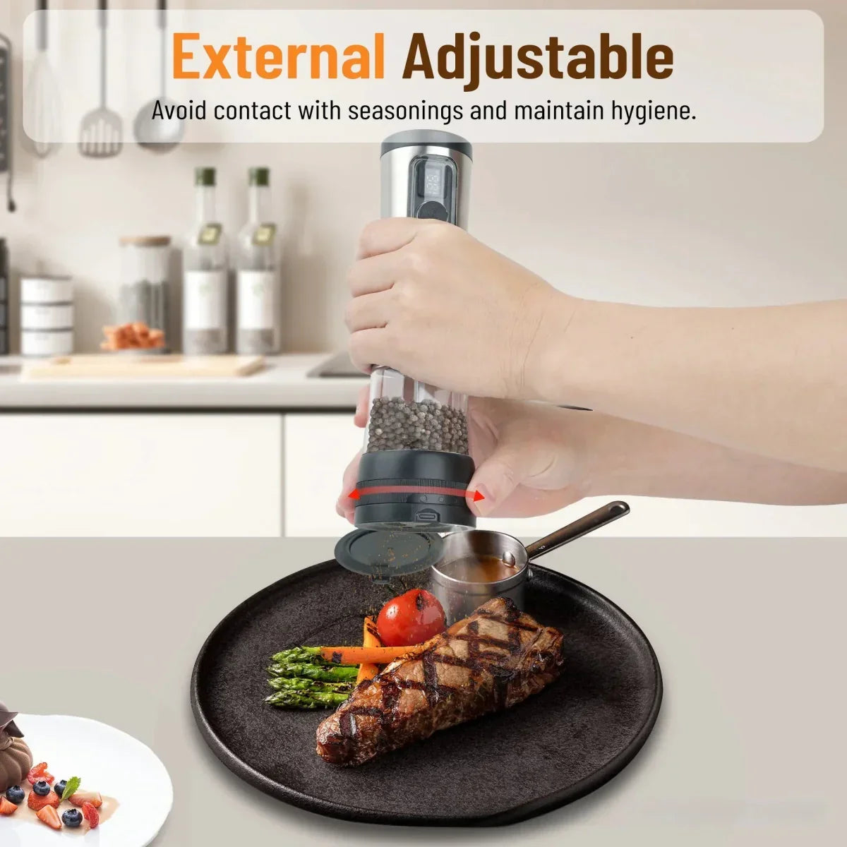 FINECOARSE – Rechargeable Electric Salt and Pepper Grinder Set with Adjustable Coarseness