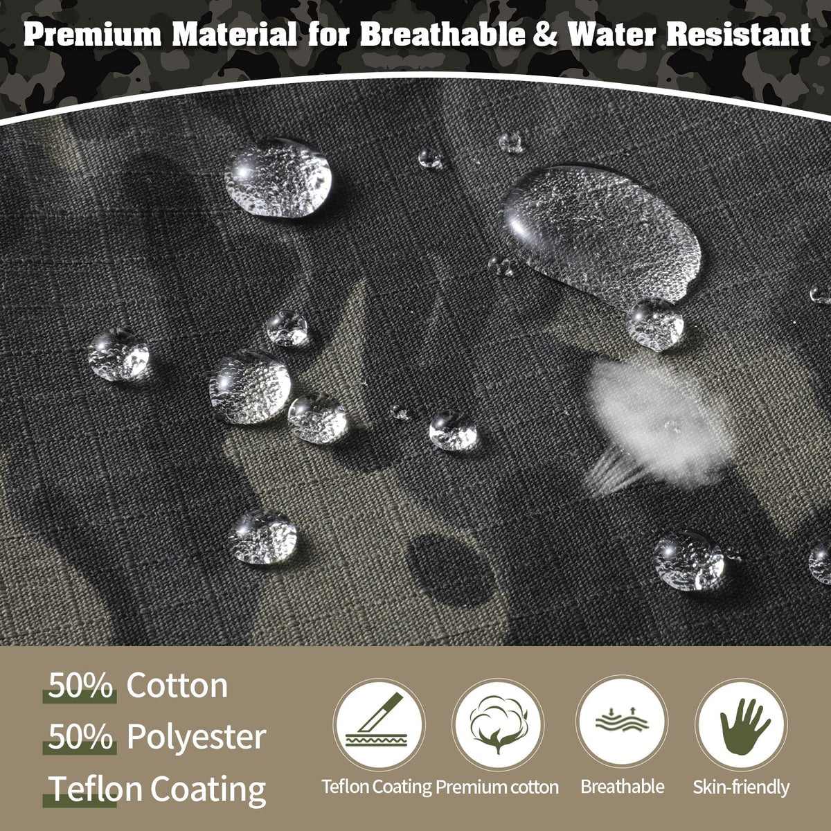 Rip-Stop Camo Combat Trousers with Knee Pads
