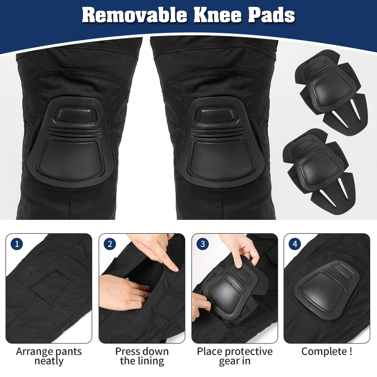 Rip-Stop Camo Combat Trousers with Knee Pads