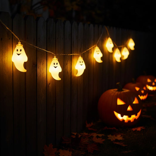 Halloween Ghost String Lights Battery Operated LED Outdoor Decoration for Patio and Yard Party