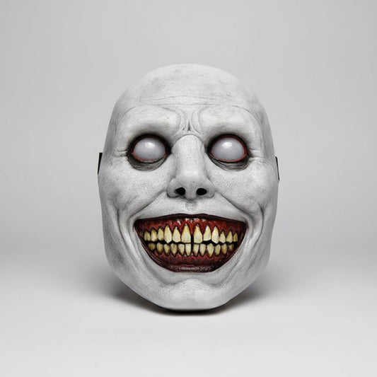 Halloween Scary Costume Mask with Creepy Demon Smiling Face and Textured Wrinkled Skin for Party