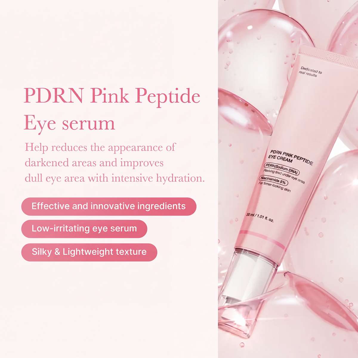 PDRN Pink Peptide Eye Serum for Dark Circles, Puffiness & Fine Lines