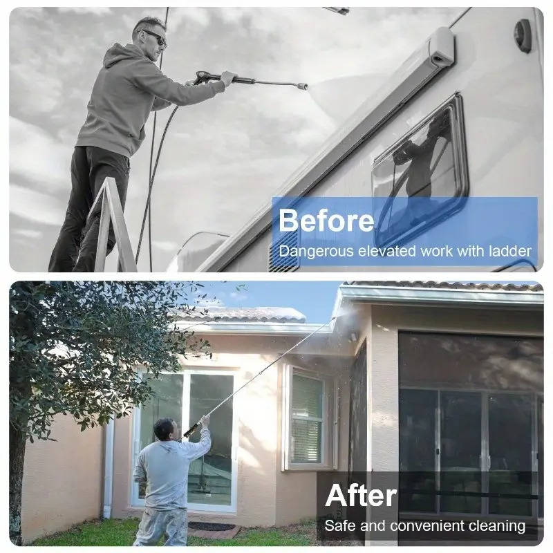 4000 PSI Telescoping High Pressure Power Washer Extension Wands For Gutter & Roof Drainage & Walls Cleaning