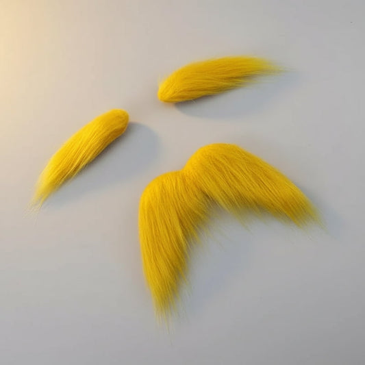 Kids' Halloween Costume Mustache and Fake Beard with Self Adhesive Eyebrows Set Bushy Yellow