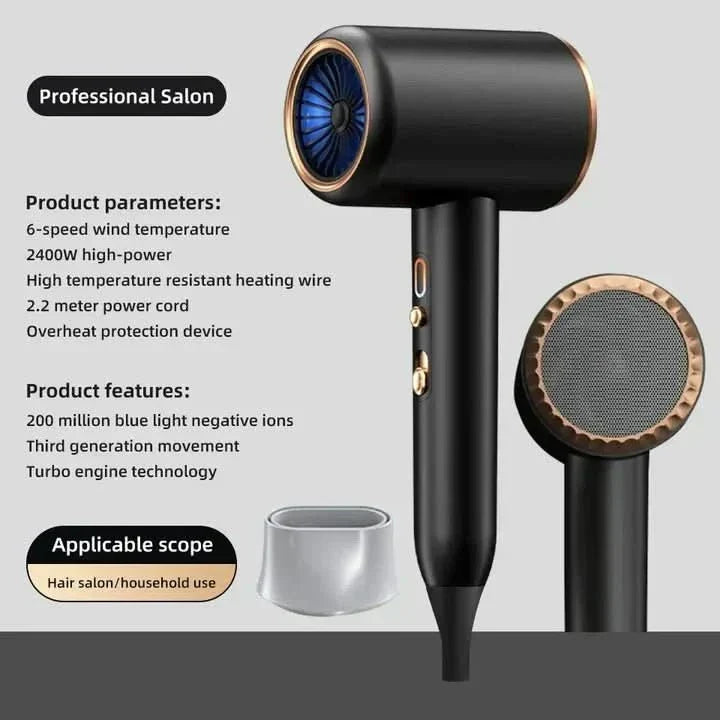 GLAMDRY – 2400W Ionic Hair Dryer for Fast, Frizz-Free & Shiny Styling