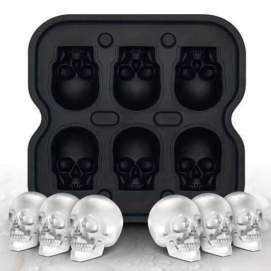 Silicone Skull Ice Cube Maker Tray with Large Reusable Mold for Drinks and Whiskey Ball