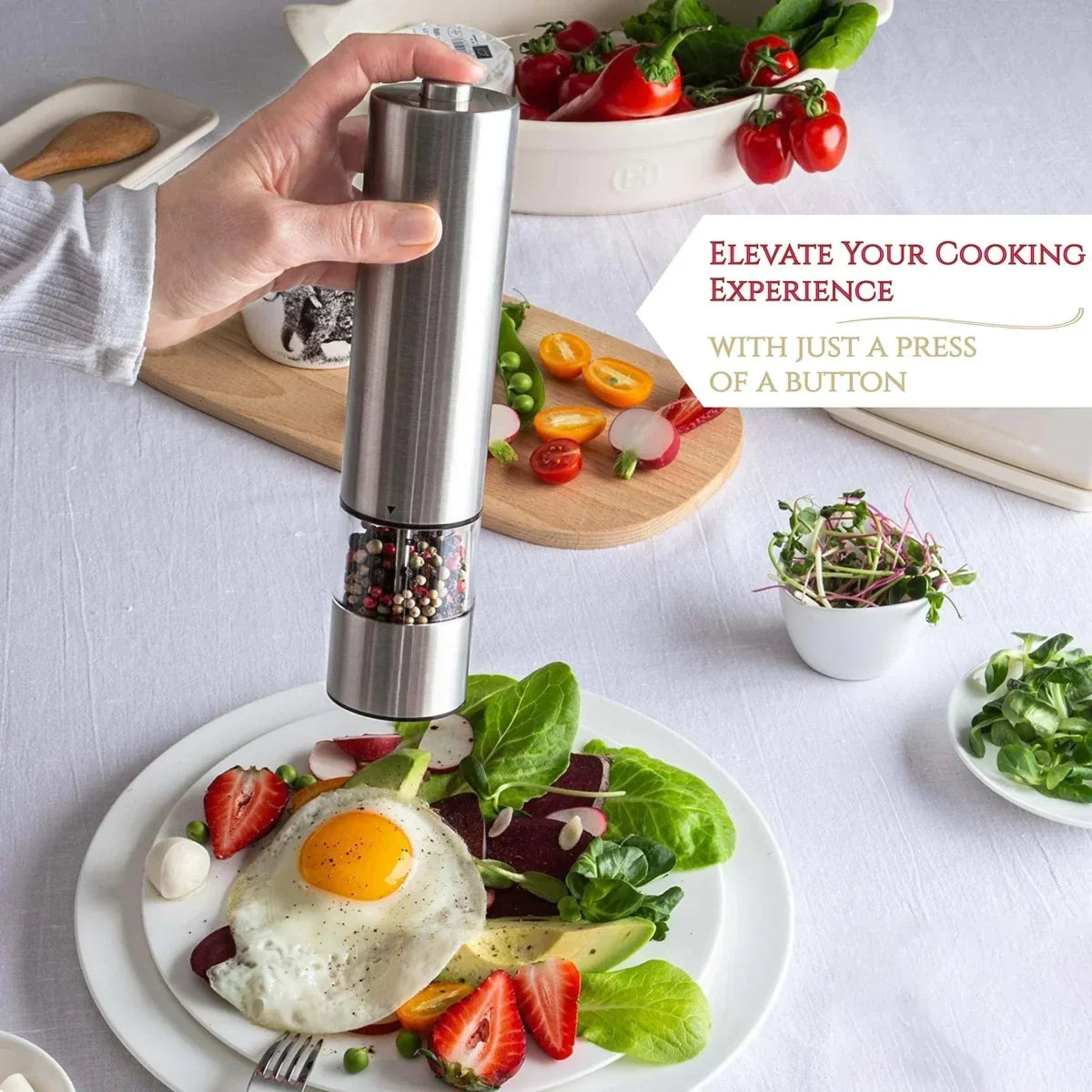 SPEEDSPICE – Electric Salt and Pepper Grinder Set with One-Handed Operation and Built-In Light